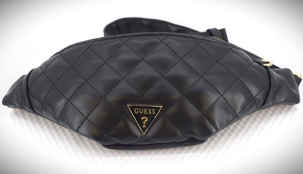 Guess Black Quilted Belt Bag Waist Pack Crossbody Fanny Pack Logo Adjustable